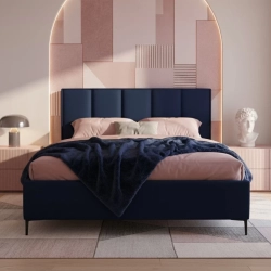 ŁÓŻKO TAPICEROWANE NA NÓŻKACH Z POJEMNIKIEM NA POŚCIEL SEN&CHICK 140x200